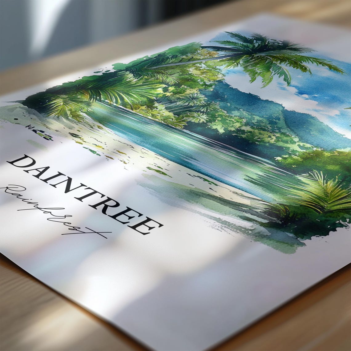 Daintree Rainforest River Palm Trees Watercolor Tropical Art Poster - Image 5