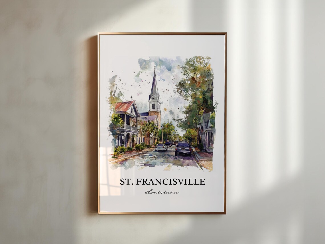 St Francisville Louisiana Church Spire Watercolor Travel Gift Poster - Image 5