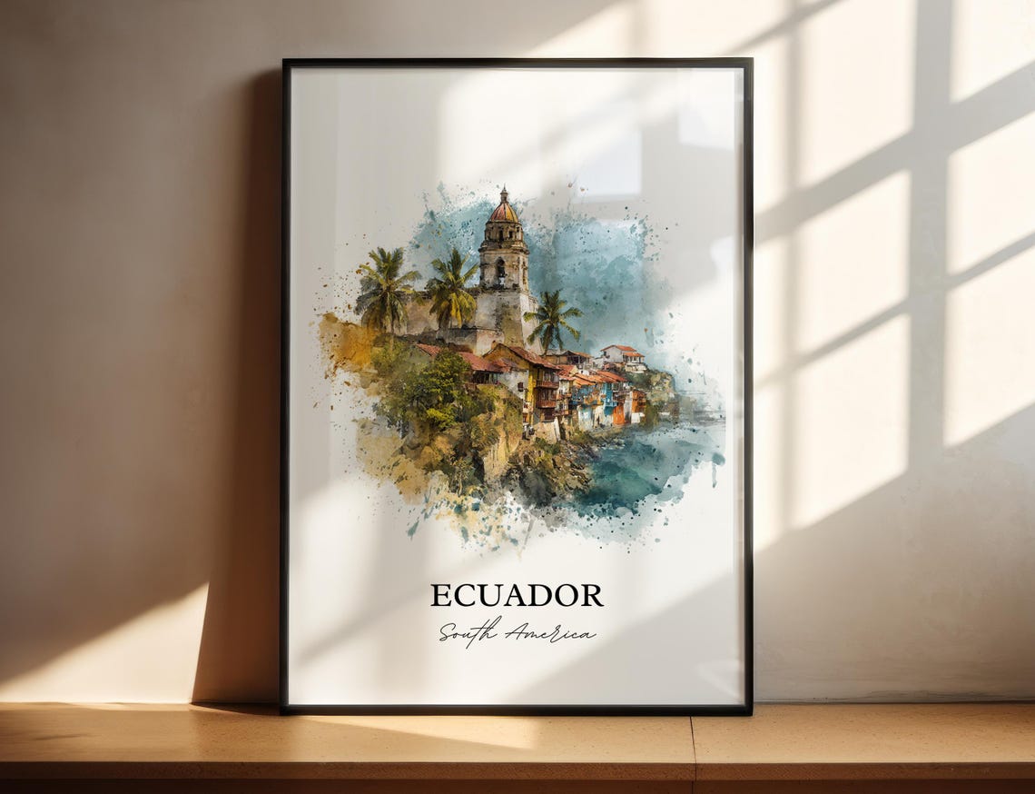 Ecuador Wall Art Print Watercolor South America Gift Travel Poster Housewarming