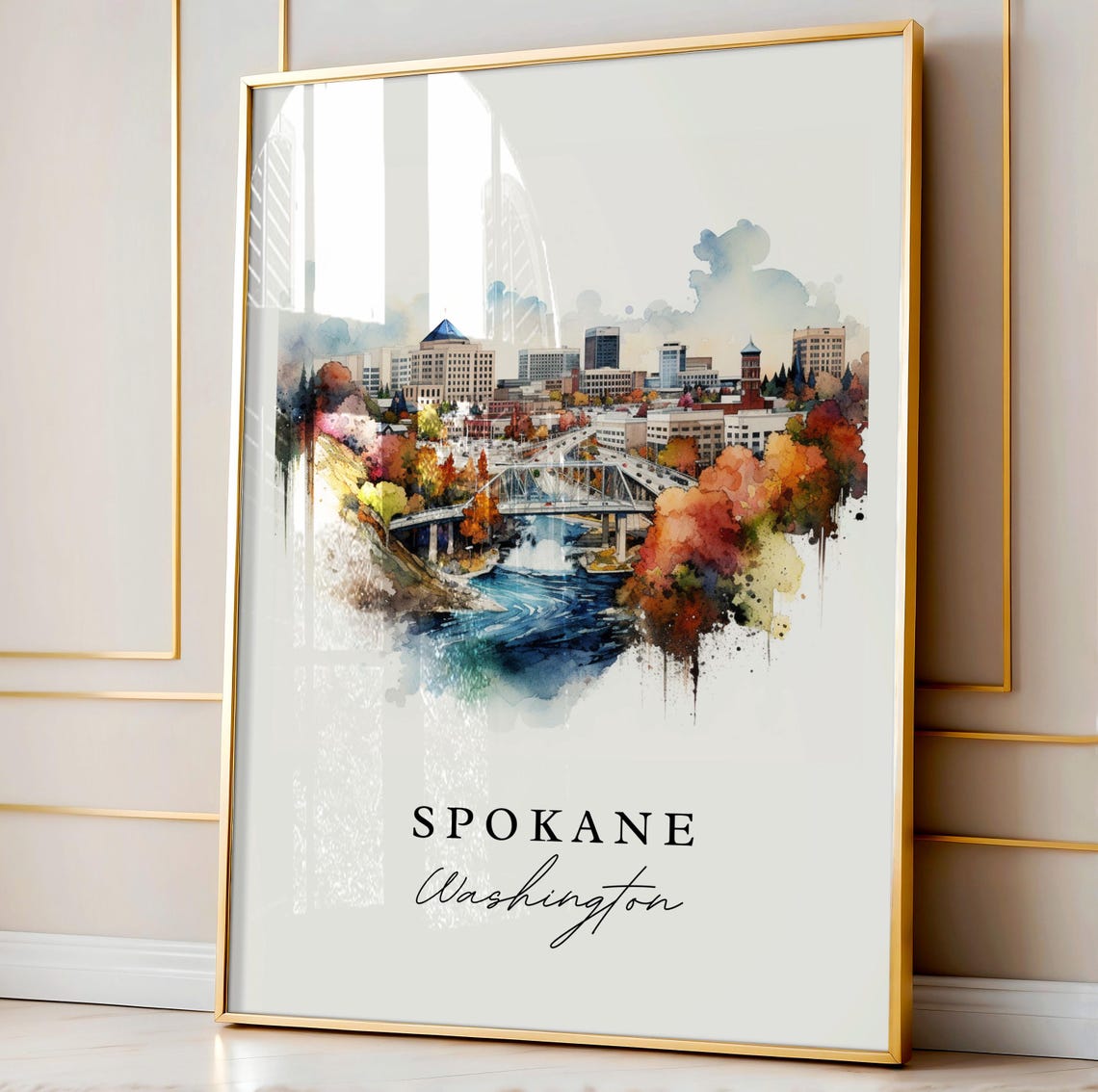 Spokane WA Personalized Washington Art Print - Image 3