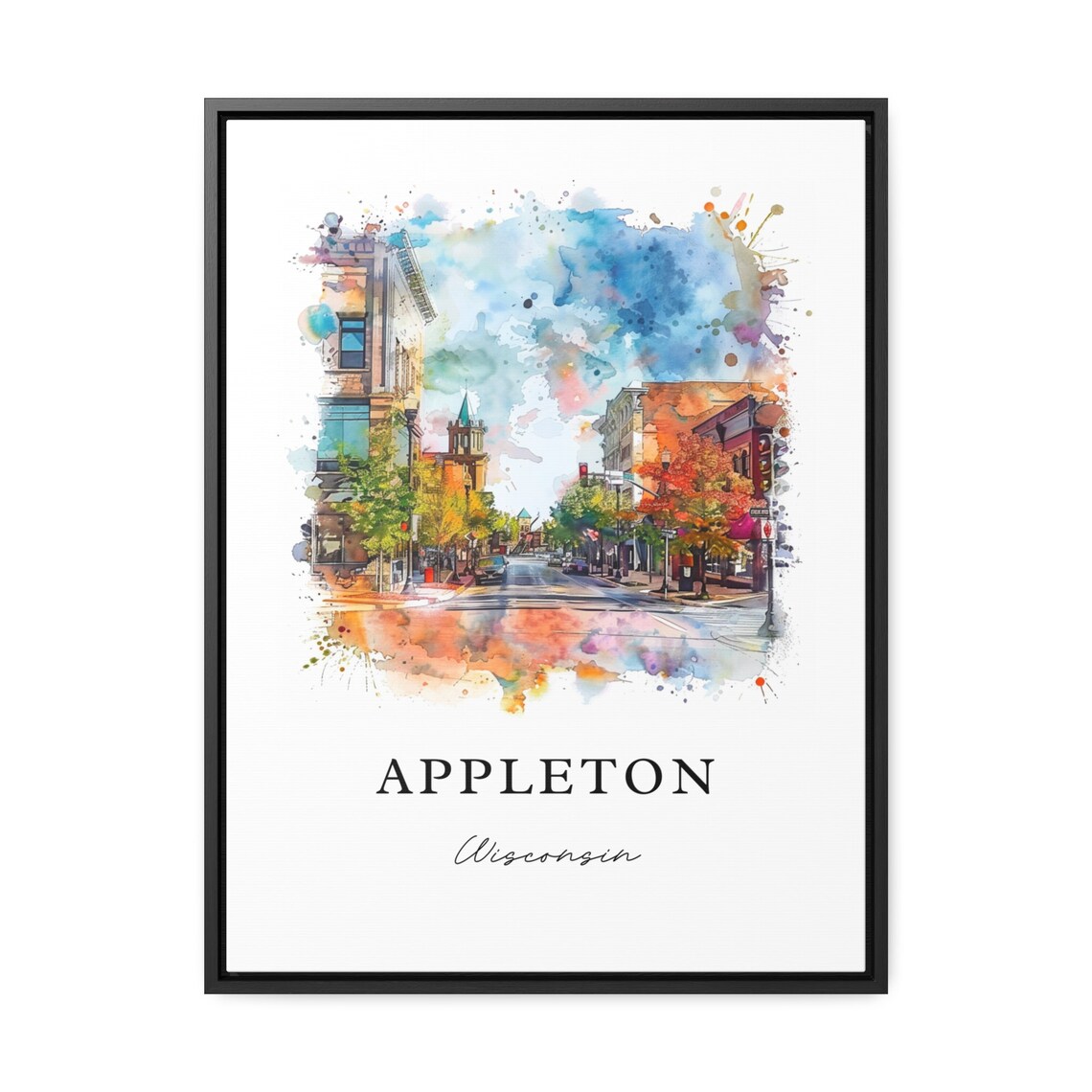Appleton Wisconsin Historic Downtown Street Watercolor Poster - Image 2