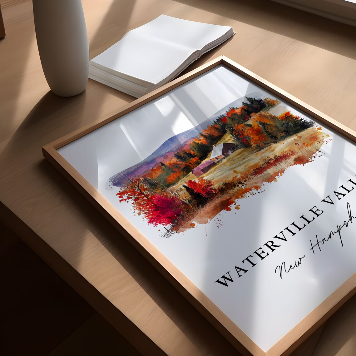 Waterville Valley New Hampshire Watercolor Autumn Farm Barn Poster - Image 5