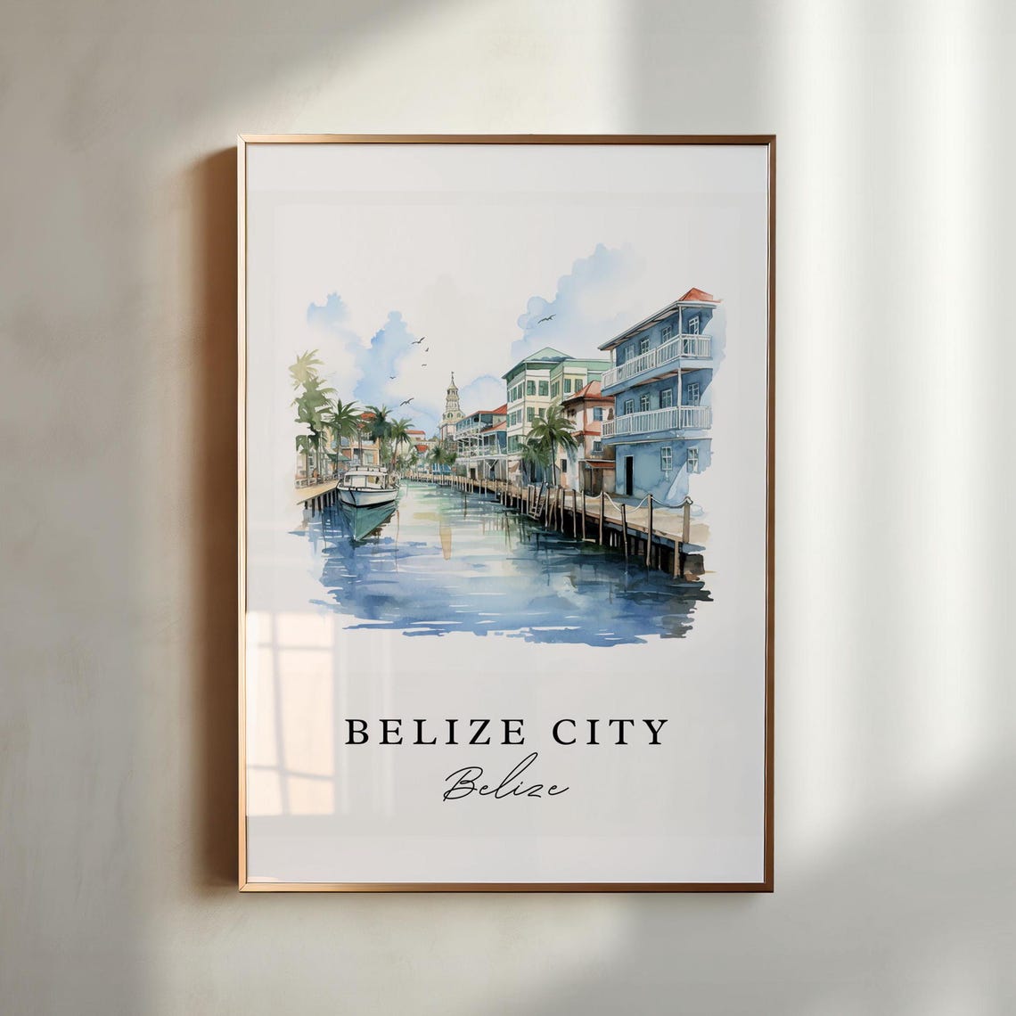 Belize City Wall Art Poster Island Wedding Gift Birthday Present Custom Text Personalized
