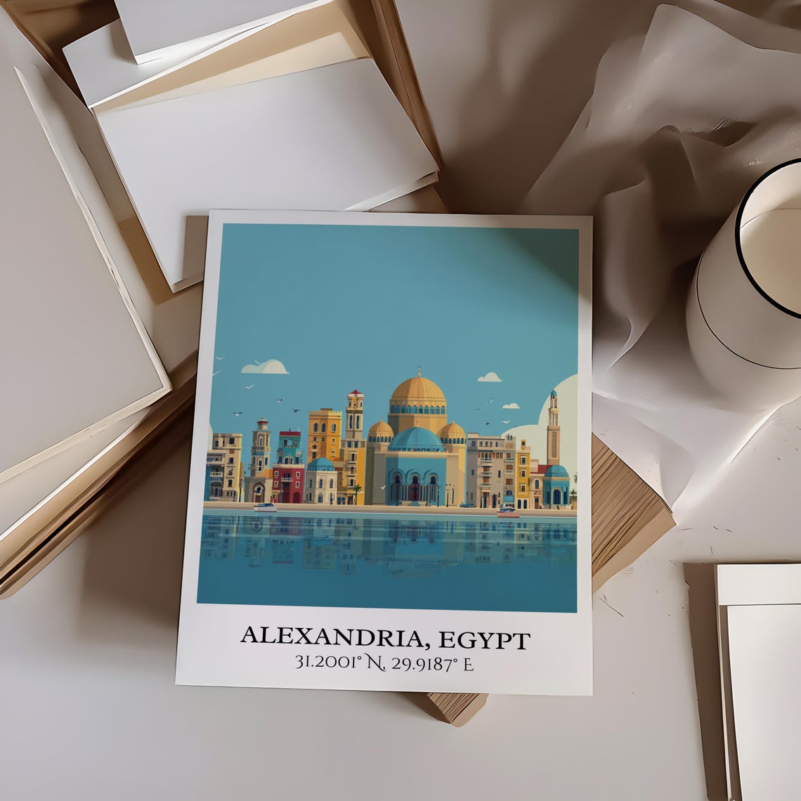 Alexandria Egypt Art Retro Travel Home Decor Gift Prints Housewarming - Image 3