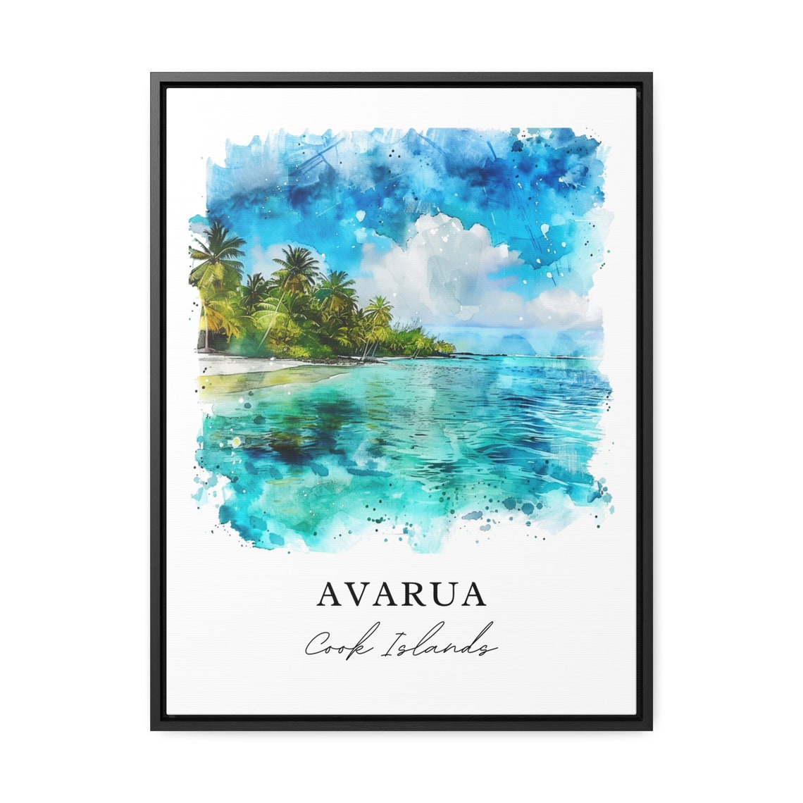 Avarua Cook Islands Turquoise Lagoon Beach Watercolor Travel Print - Image 3