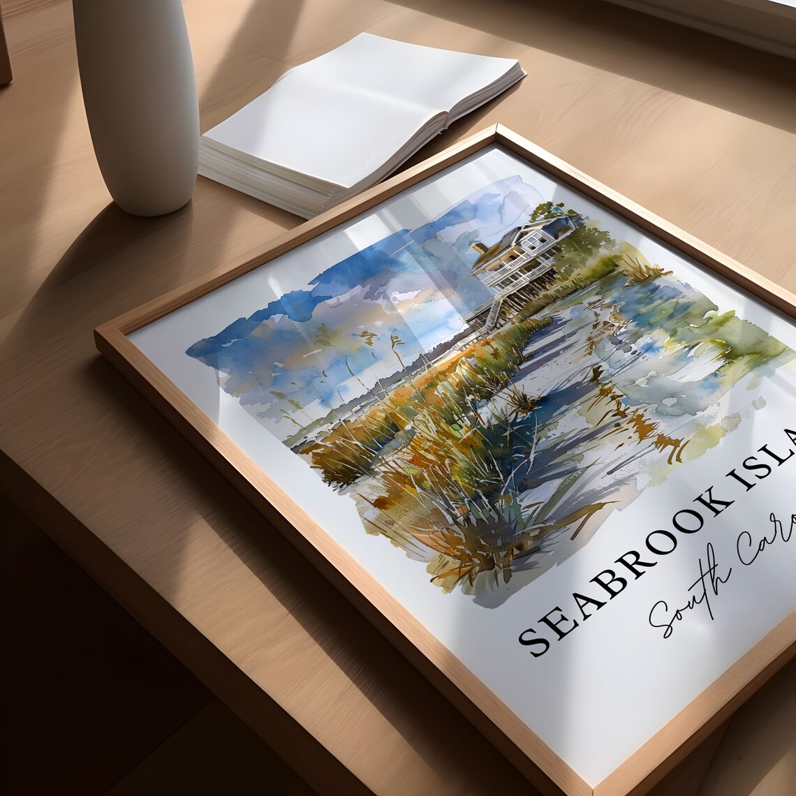 Seabrook Island South Carolina Watercolor Marsh Beach House Poster - Image 5