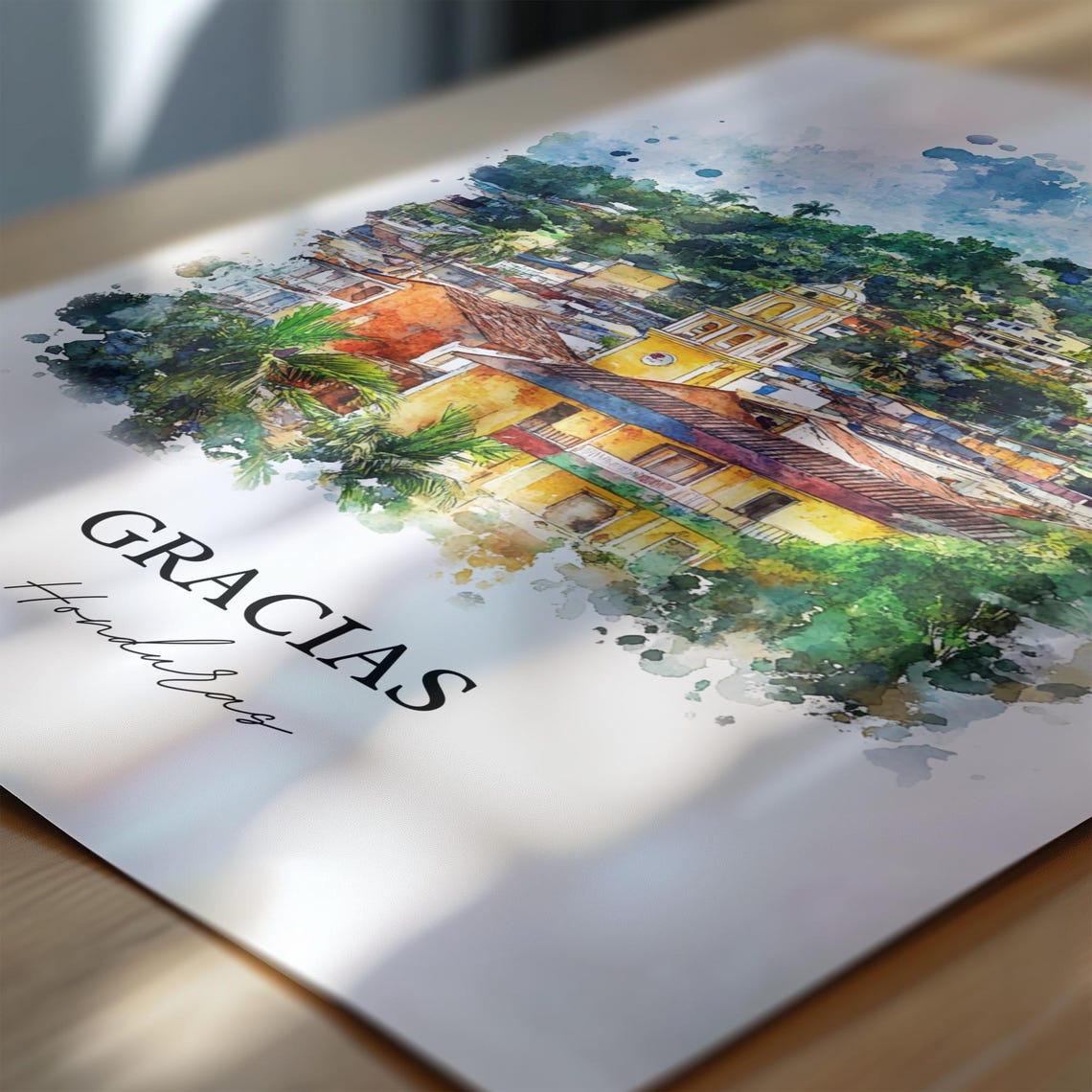 Gracias Honduras Wall Art Print Watercolor Gift Travel Poster Housewarming - Image 6