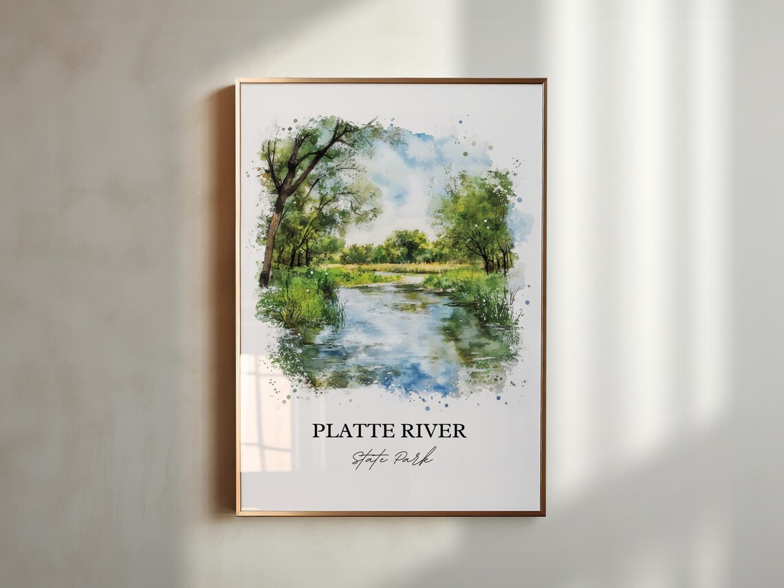 Platte River State Park Nebraska Woodland River Watercolor Poster - Image 2