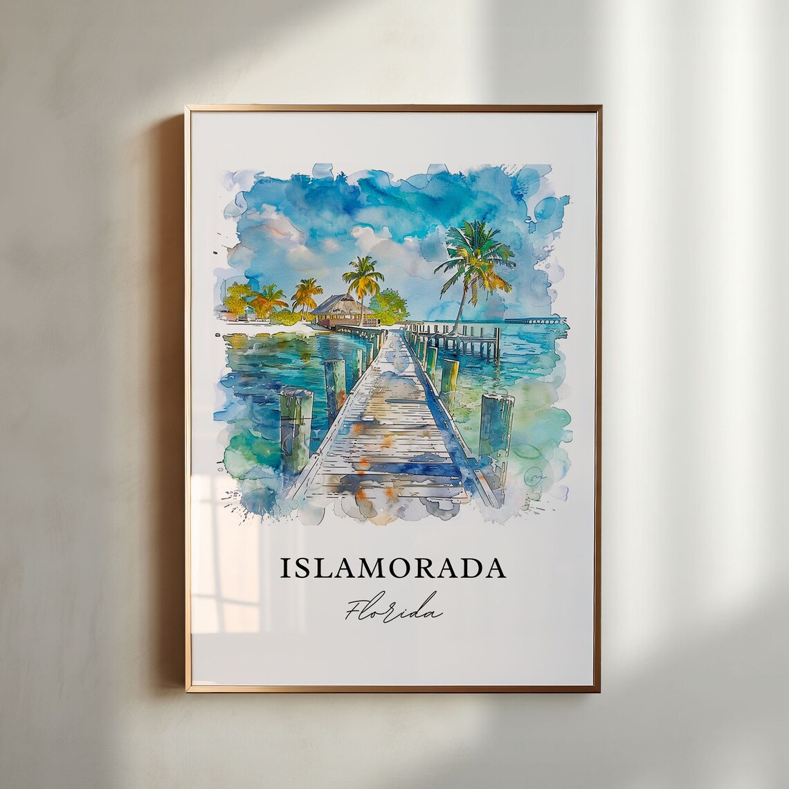 Islamorada Florida Travel Poster, Watercolor Style