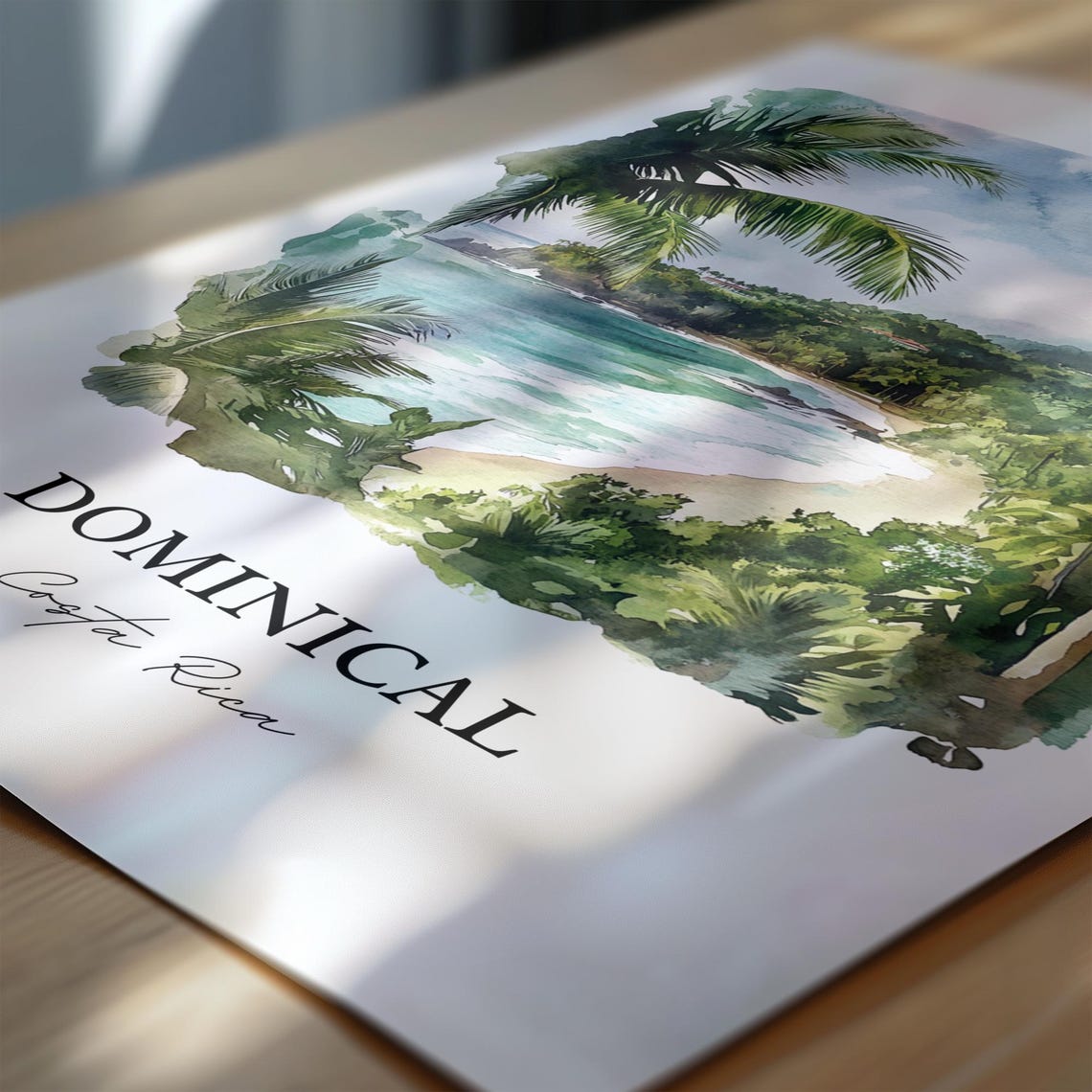 Dominical Costa Rica Sunny Palm Beach Surf Town Watercolor Poster - Image 6