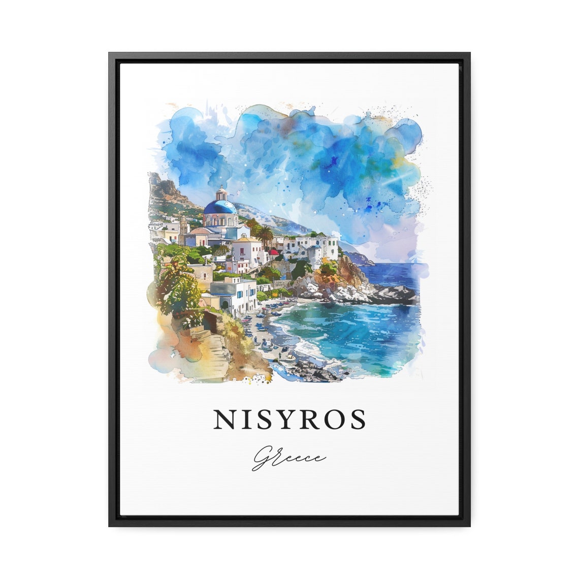 Nisyros Greece Watercolor Travel Poster, Island Art - Image 2
