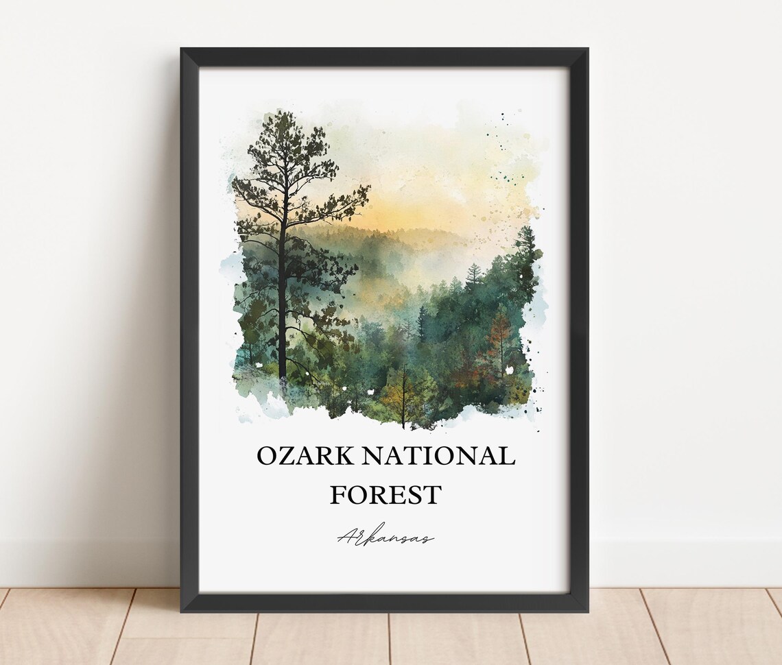 Ozark National Forest Arkansas Watercolor Travel Poster - Image 4