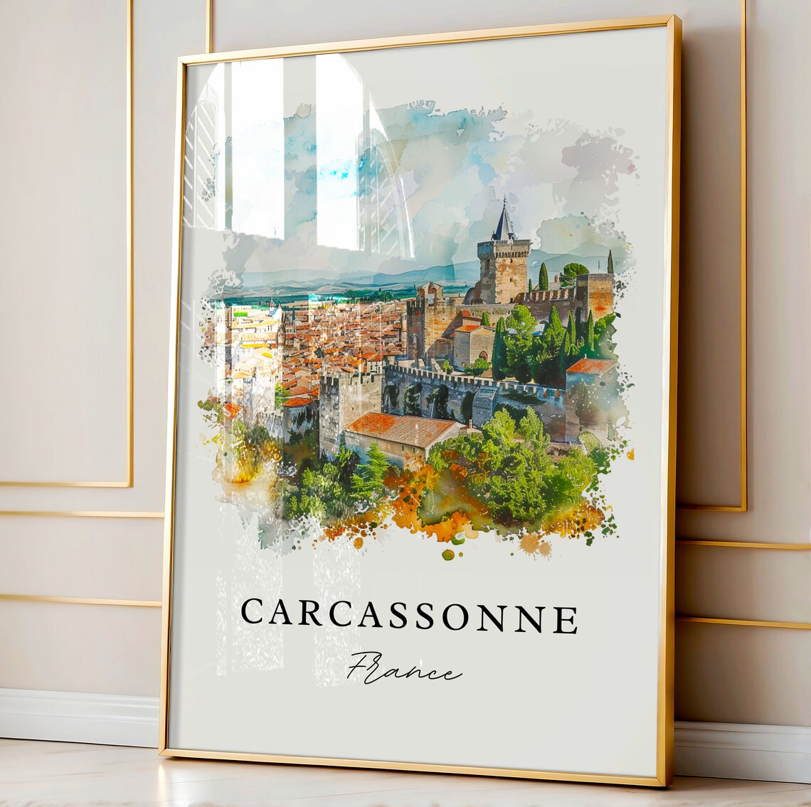 Carcassonne France Medieval Walled City Watercolor Castle Poster - Image 4