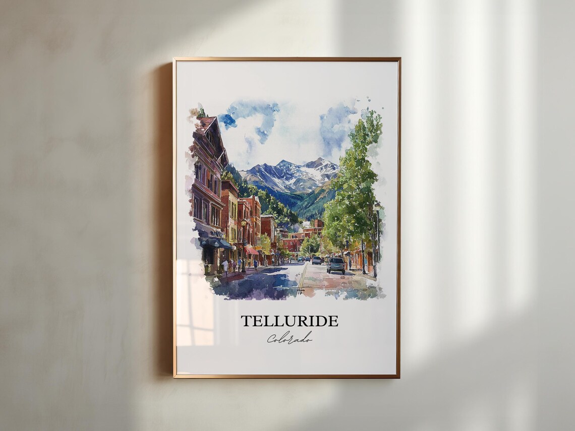 Telluride Colorado Mountain Town Main Street Watercolor Poster - Image 5