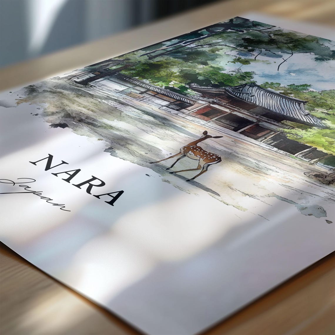 Nara Japan Deer Park Watercolor Travel Poster - Image 6