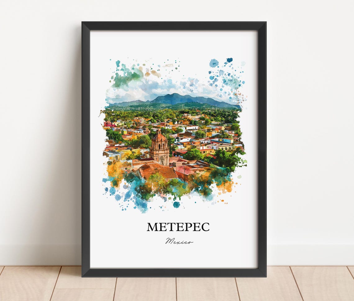 Metepec Mx Wall Art Toluca Print Mexico Watercolor Gift Travel Poster Housewarming - Image 3