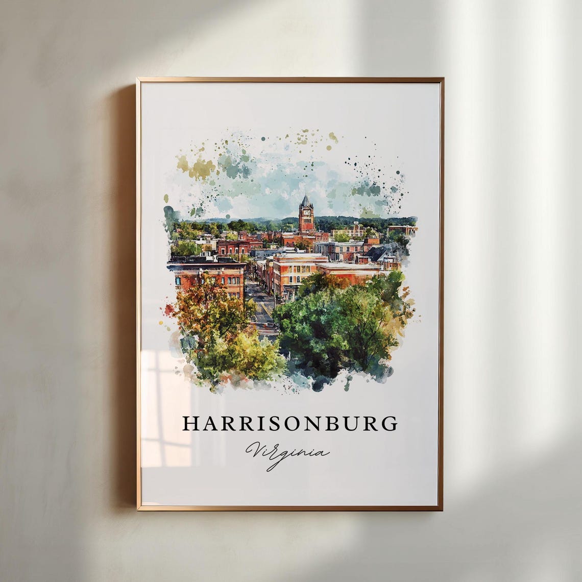 Harrisonburg Va Wall Art Harrisonburg Print Jmu Watercolor Art Harrisonburg Virginia Gift Travel Print Travel Poster Housewarming Gift