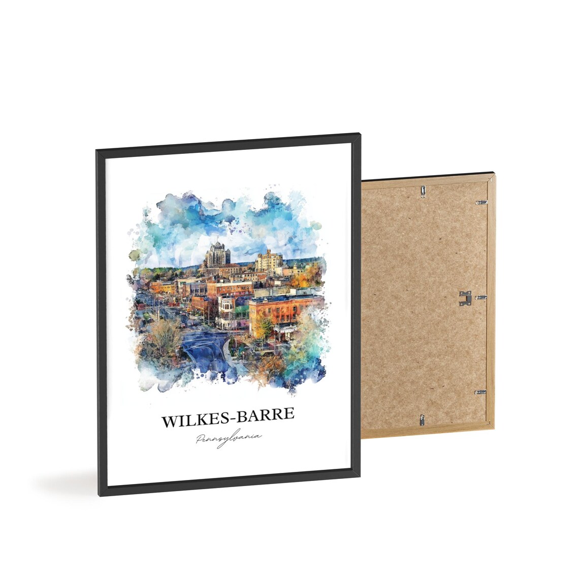 Wilkes Barre Pennsylvania Downtown Cityscape Watercolor Poster - Image 2