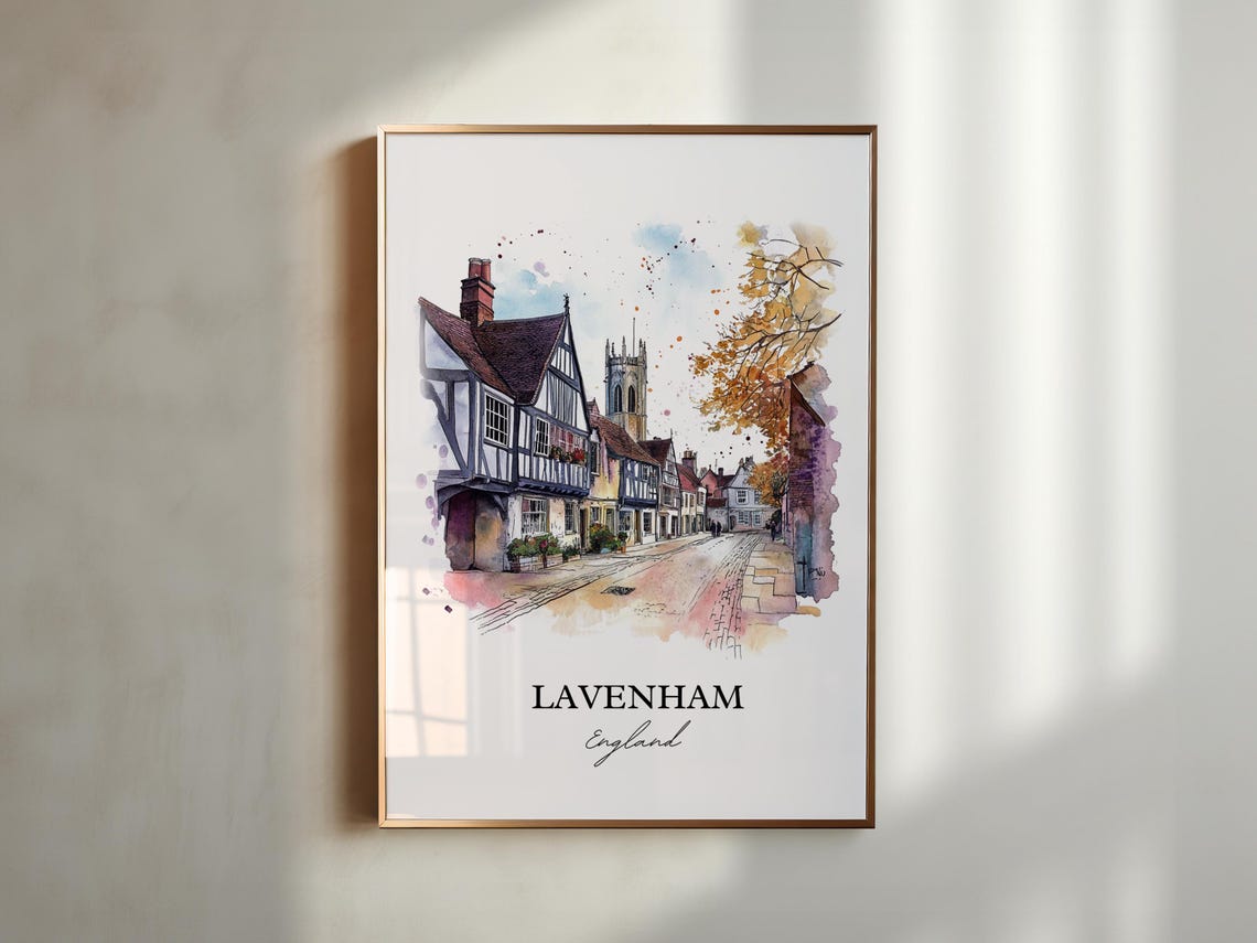 Lavenham England Tudor Half Timbered Street Watercolor Poster - Image 5