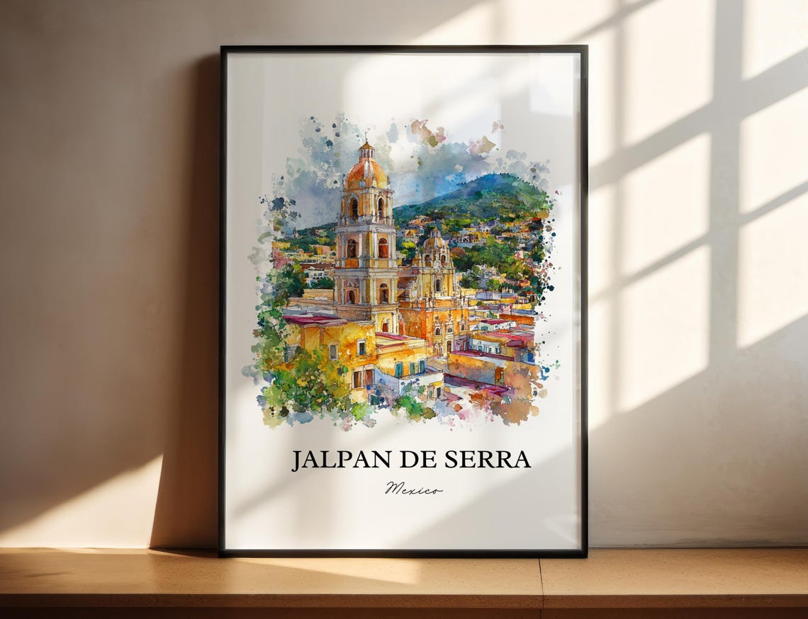 Jalpan De Serra Wall Art Quertaro Print Mexico Watercolor Gift Travel Poster Housewarming
