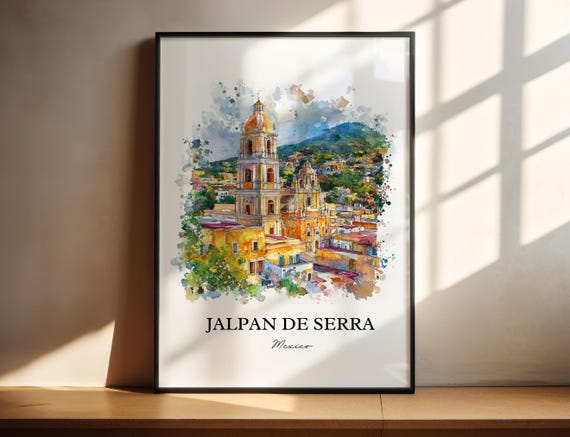 Jalpan De Serra Wall Art Quertaro Print Mexico Watercolor Gift Travel Poster Housewarming