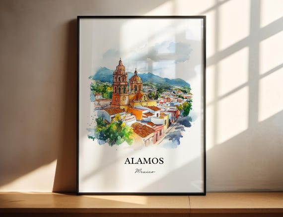 Alamos Mexico Wall Art Mx Print Watercolor Sonora Gift Travel Poster Housewarming