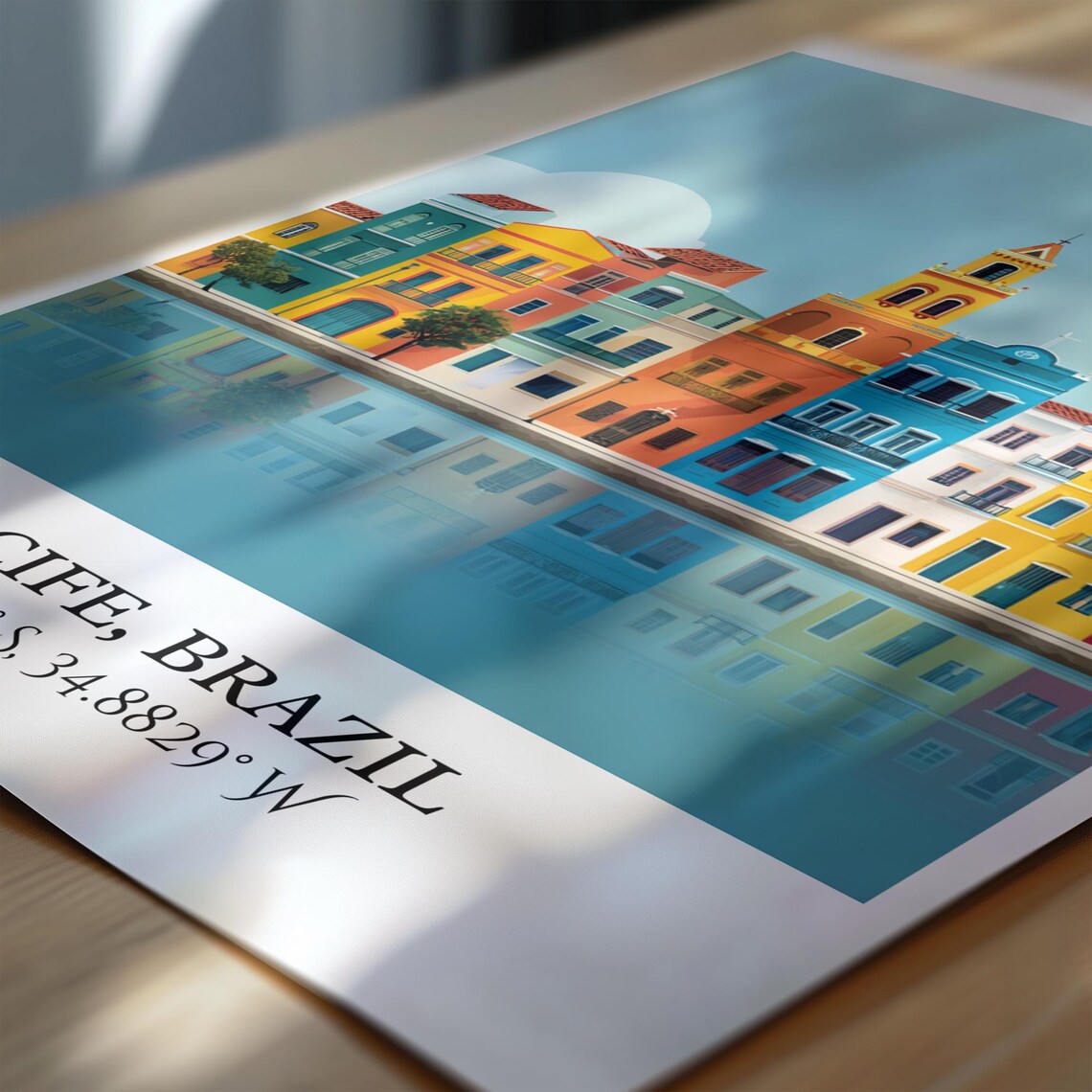Recife Brazil Colorful Waterfront Street Bell Tower Travel Poster - Image 7