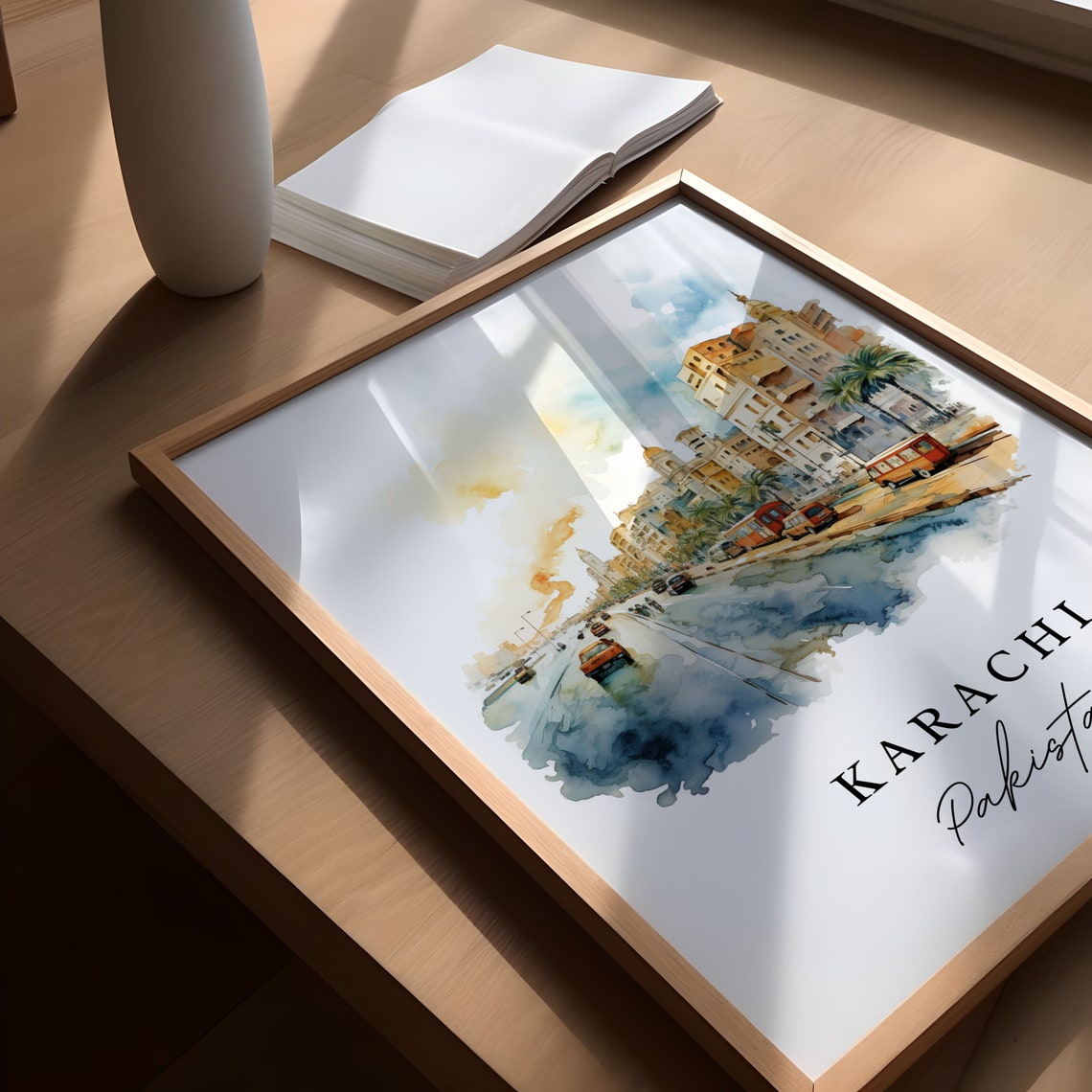 Karachi Pakistan Wall Art Poster Wedding Gift Birthday Present Custom Text Personalized - Image 5