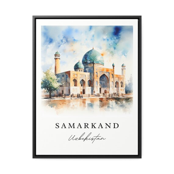 Samarkand Uzbekistan Watercolor Turquoise Dome Mausoleum Poster