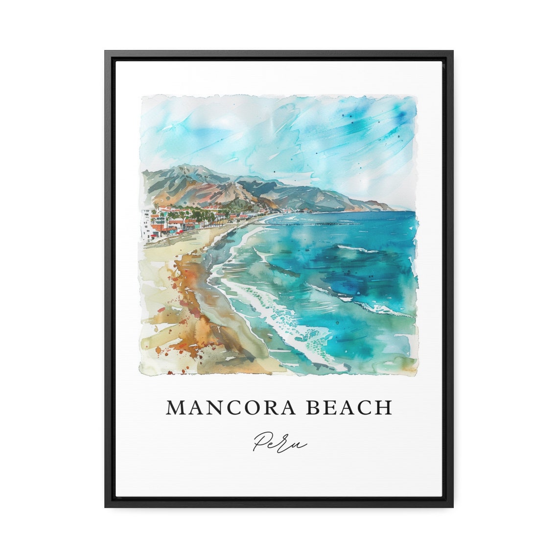 Mancora Beach Peru Sunny Surf Town Escape Coastal Watercolor Poster - Image 2