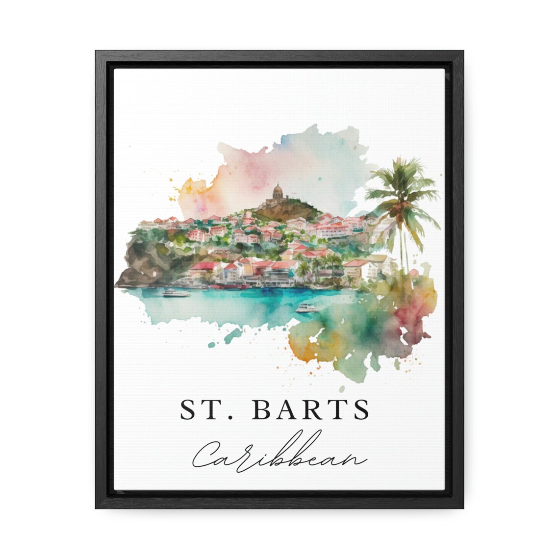 St Barts Caribbean Travel Poster, Custom Text - Image 2