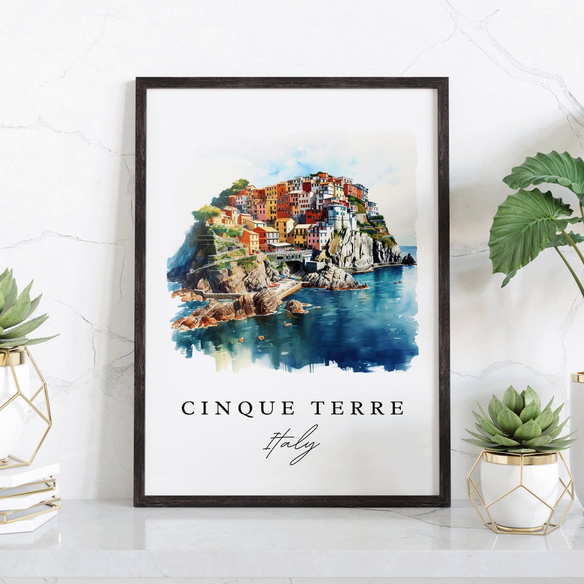 Cinque Terre Italy Travel Poster, Custom Text - Image 4