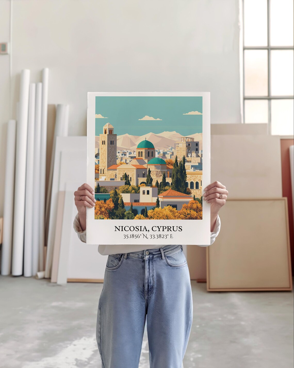 Nicosia Cyprus Old Town Domed Church Bell Tower Travel Poster - Image 3