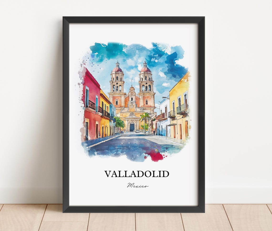 Valladolid Wall Art Yucatn Peninsula Prints Mexico Watercolor Gift Travel Print Poster Housewarming - Image 3
