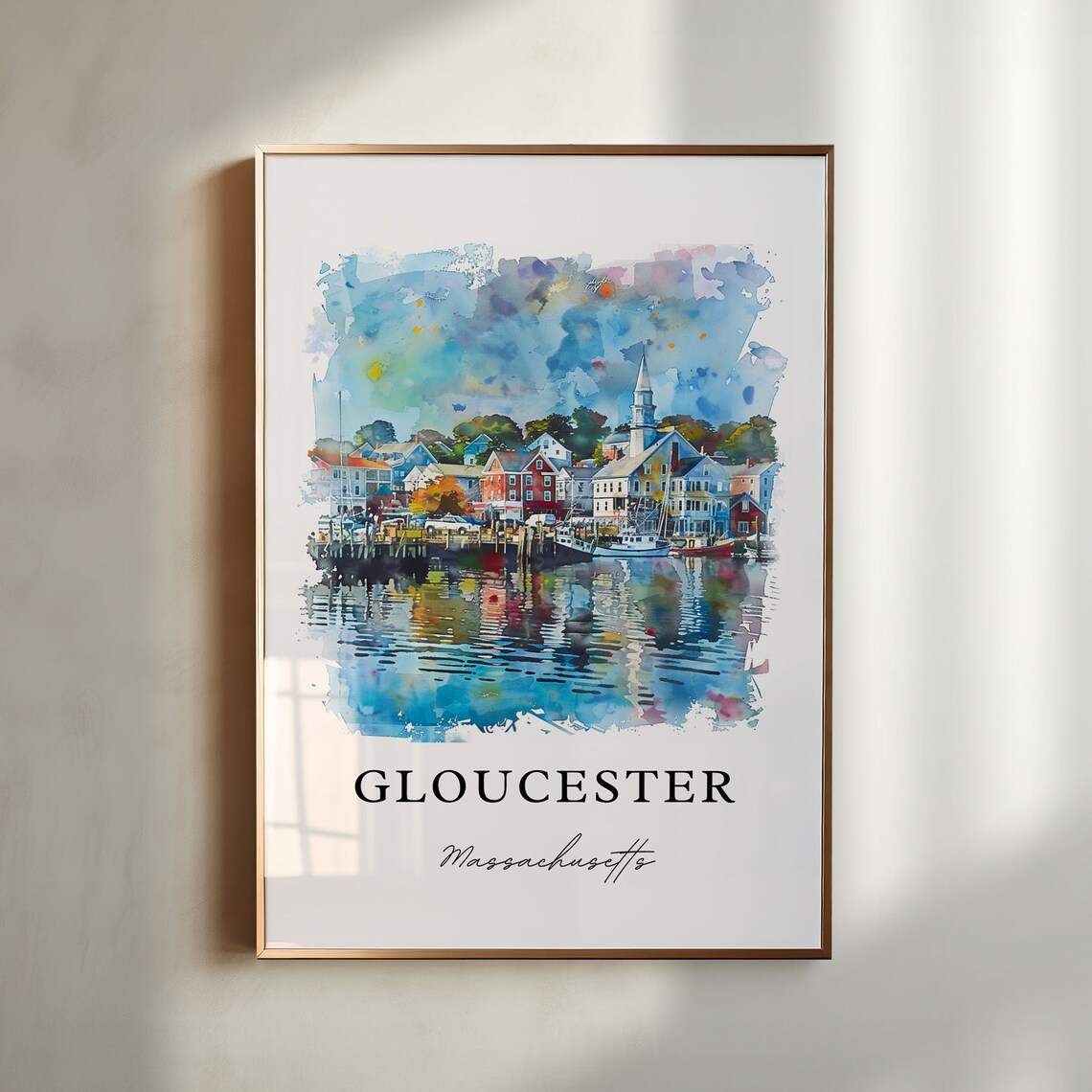 Gloucester Massachusetts Watercolor Travel Poster
