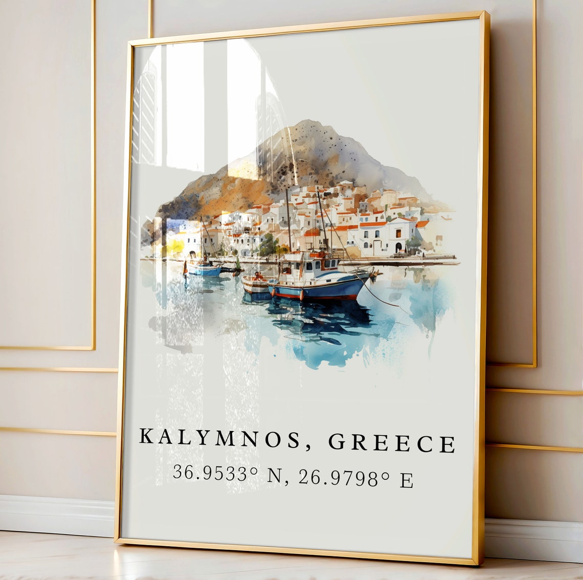 Kalymnos Greece Travel Poster, Custom Text - Image 3