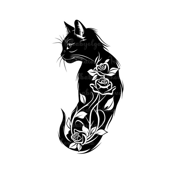 Cat Tattoo Design Silhouette