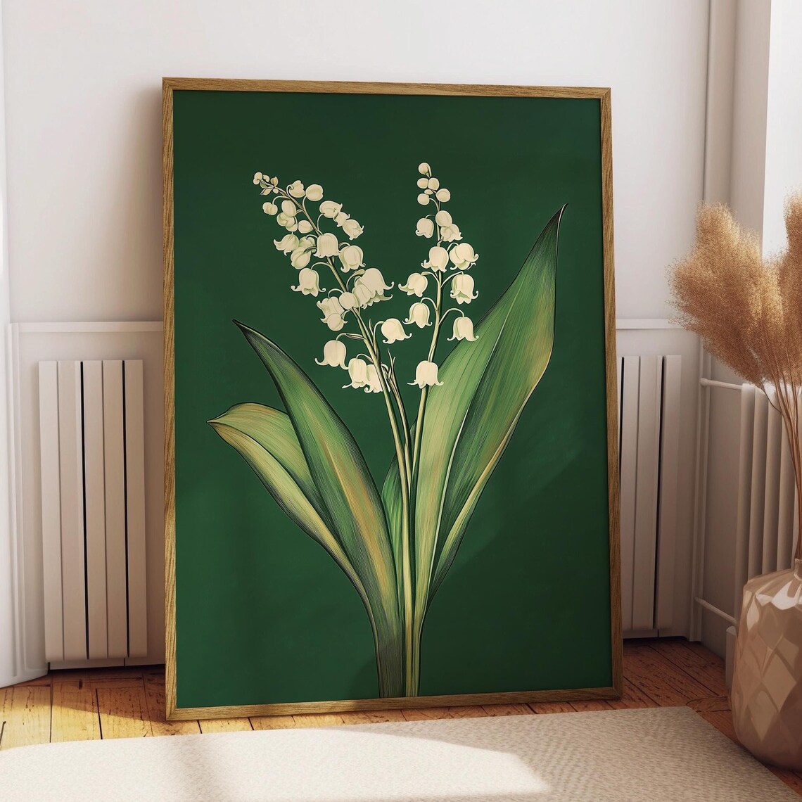 Vintage Lily Of The Valley Art Print, Rustic Farmhouse