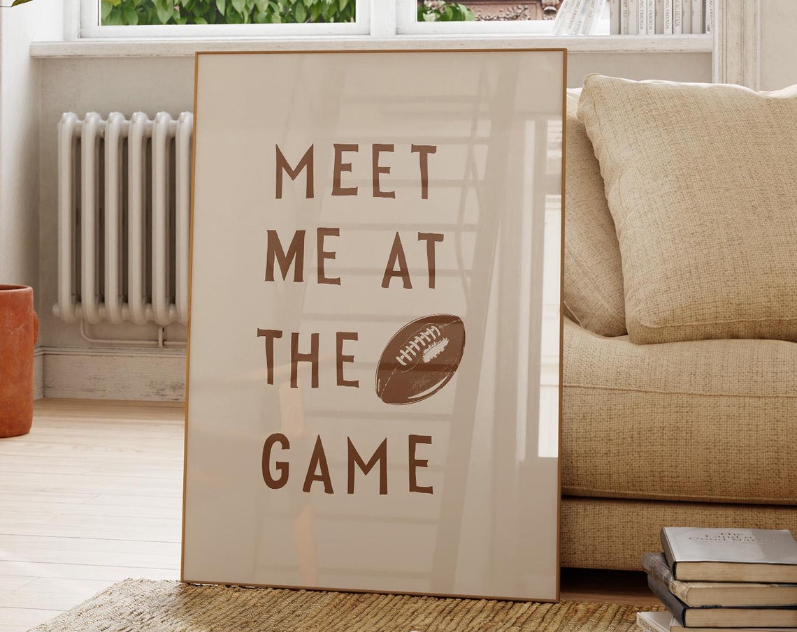 Meet Me At The Game Football Quote Rustic Sports Game Day Wall Art