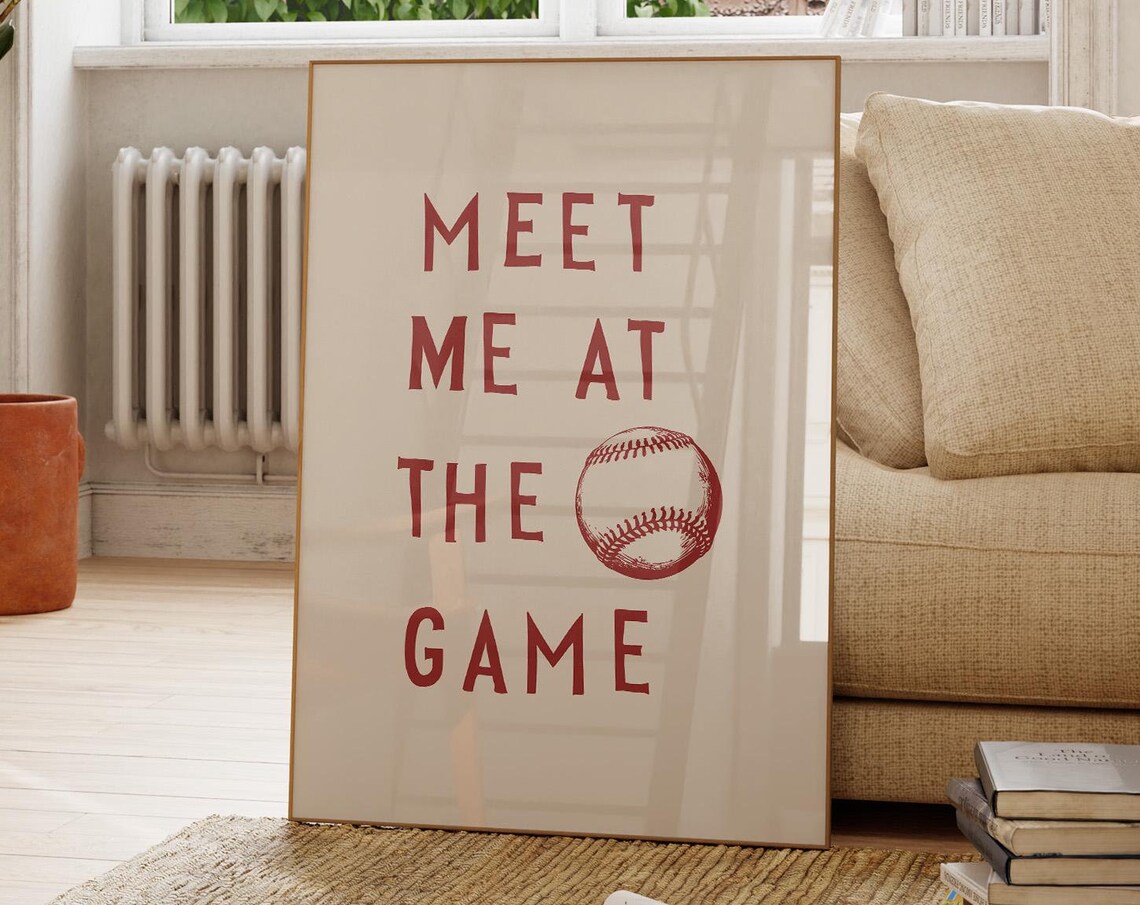 Meet Me At The Game Baseball Quote Typography Sports Wall Art