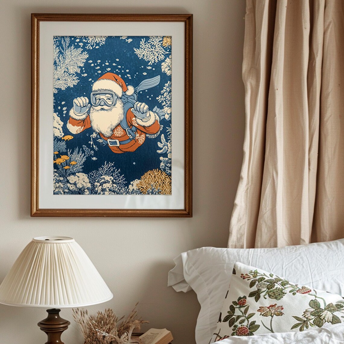 Snorkeling Santa Claus Underwater Coral Reef Fun Tropical Poster - Image 4