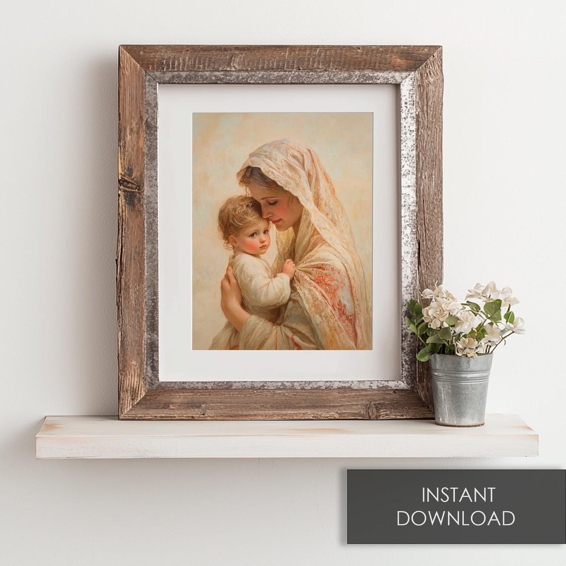 Madonna And Child Tender Embrace Vintage Religious Artwork Poster - Image 6