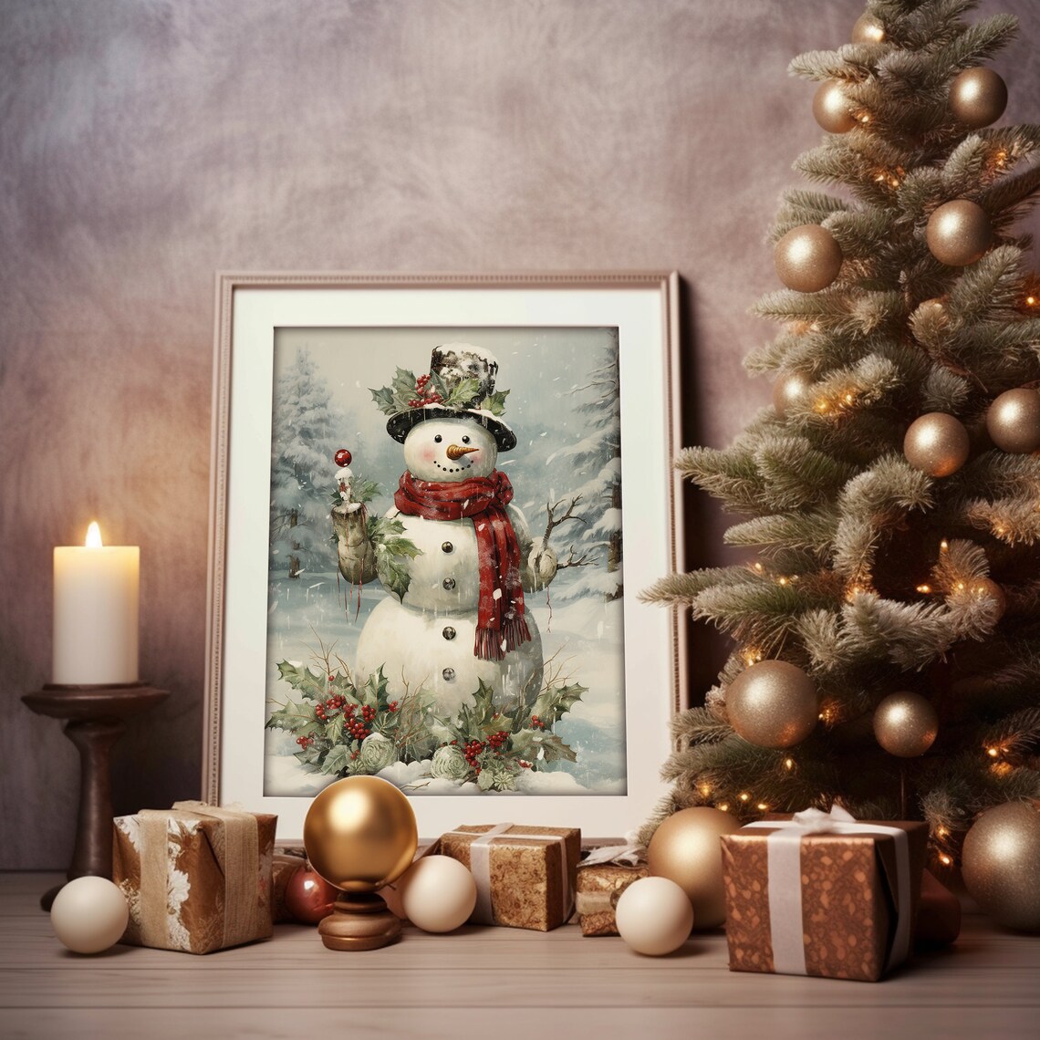Vintage Snowman Holiday Wall Art, Winter Decor - Image 4