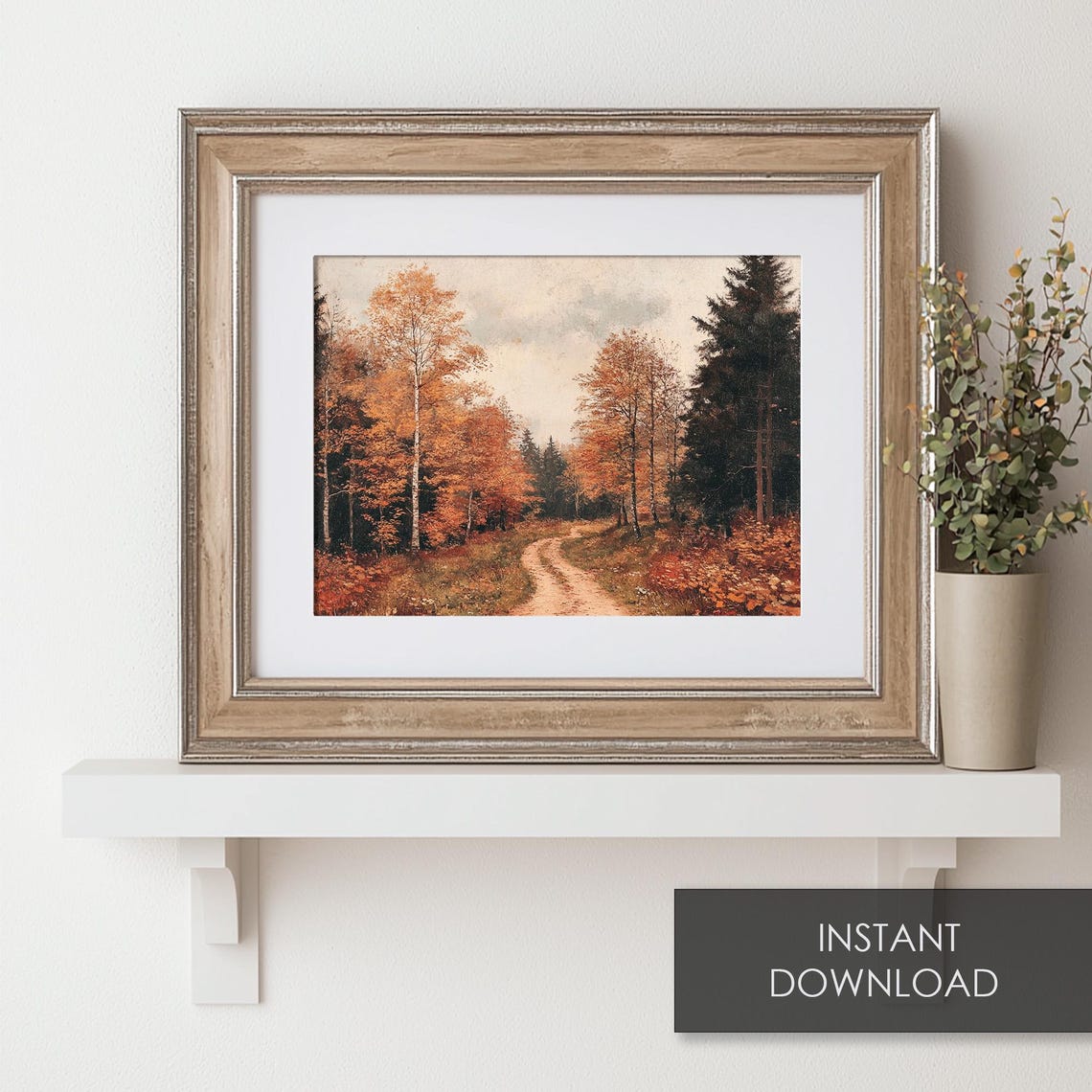 Autumn Forest Path Birch Trees Orange Foliage Fall Woodland Poster - Image 6