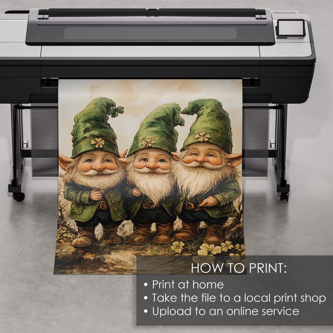 Three Irish Gnomes In Green Hats With Shamrocks St Patricks Poster - Image 5