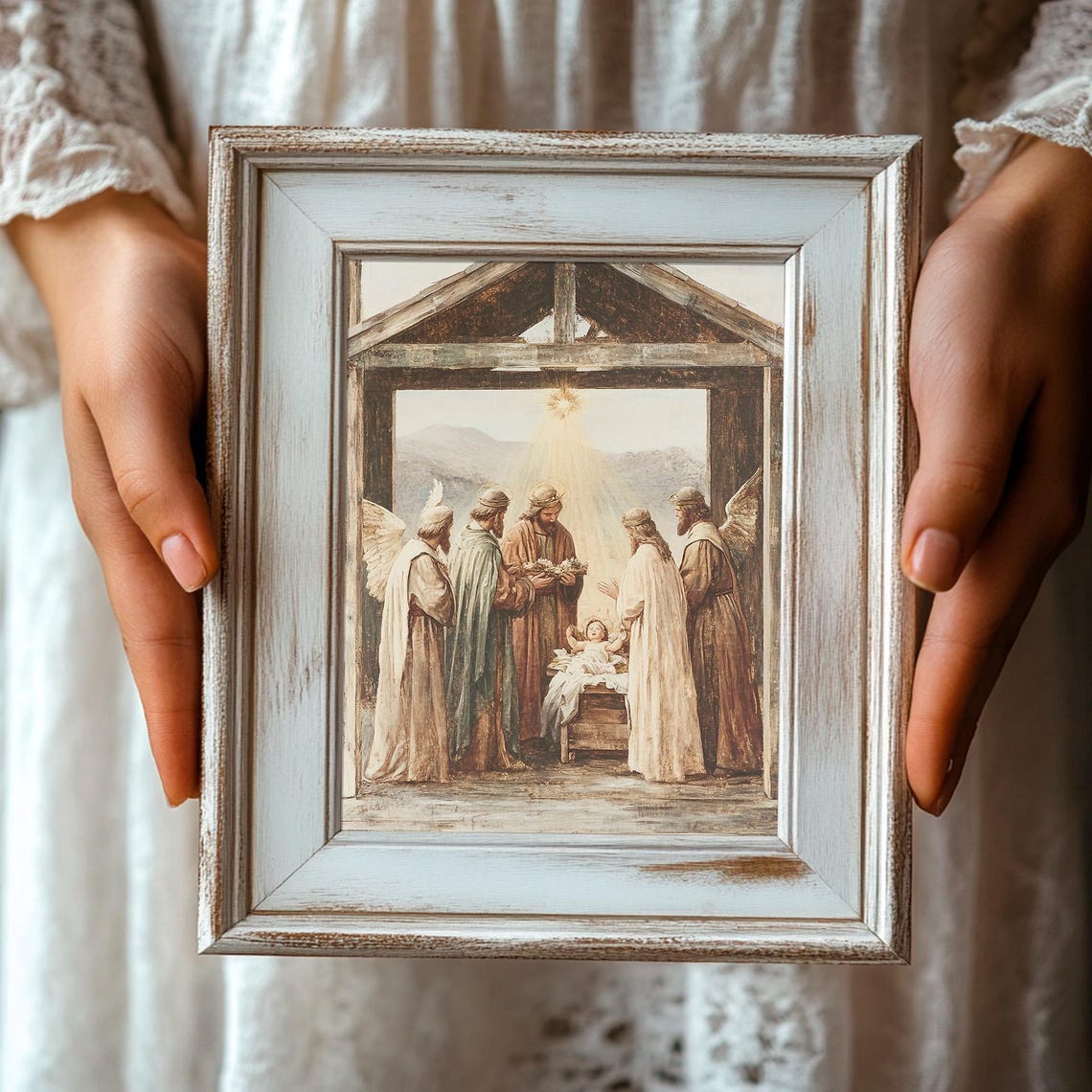 Nativity Scene With Wise Men Angels And The Baby Jesus Poster - Image 3