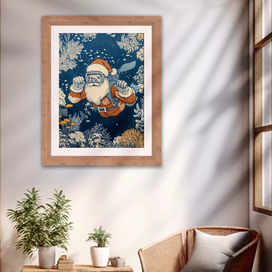 Snorkeling Santa Claus Underwater Coral Reef Fun Tropical Poster - Image 2