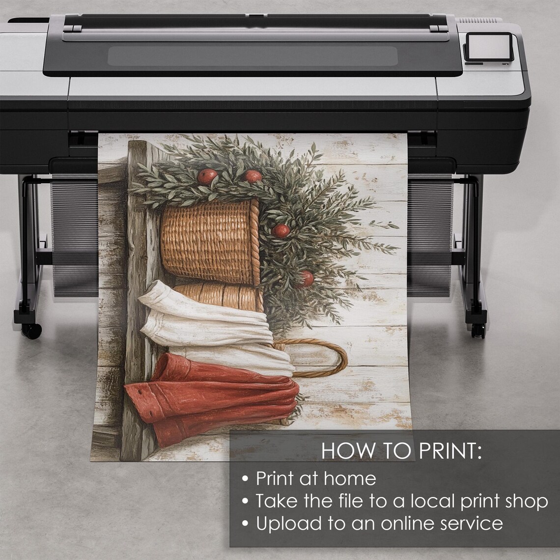 Vintage Laundry Baskets Christmas Art Print - Image 5