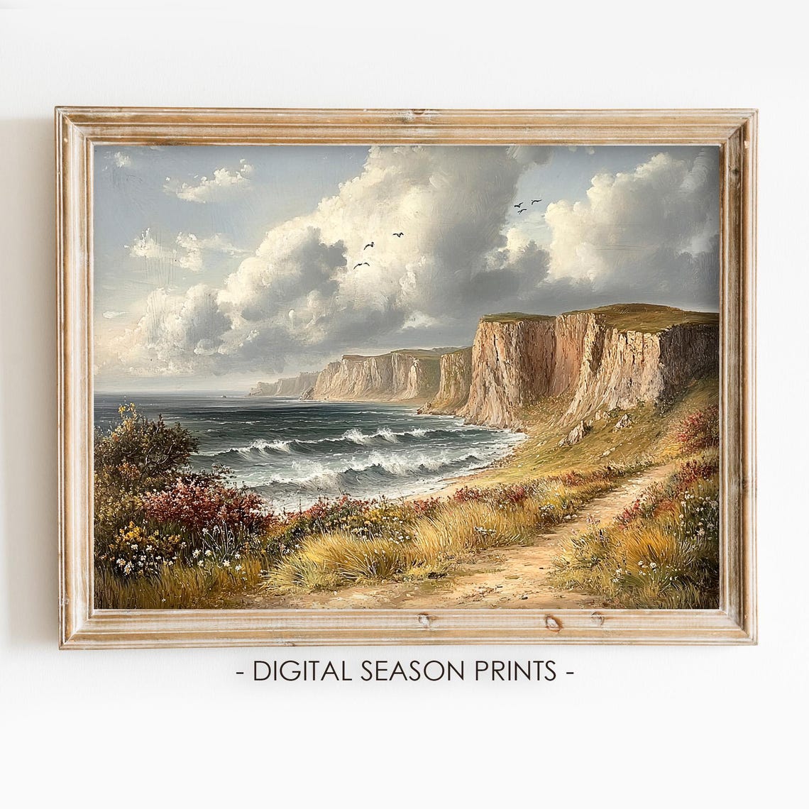Dramatic Sea Cliffs With Crashing Waves Coastal Landscape Poster