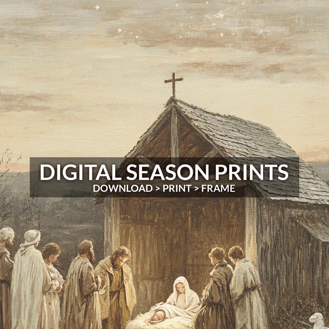 Vintage Nativity Scene, Christian Christmas Art Print - Image 6